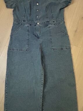 Ava & Viv Dark Blue Denim Wide-Leg Overalls